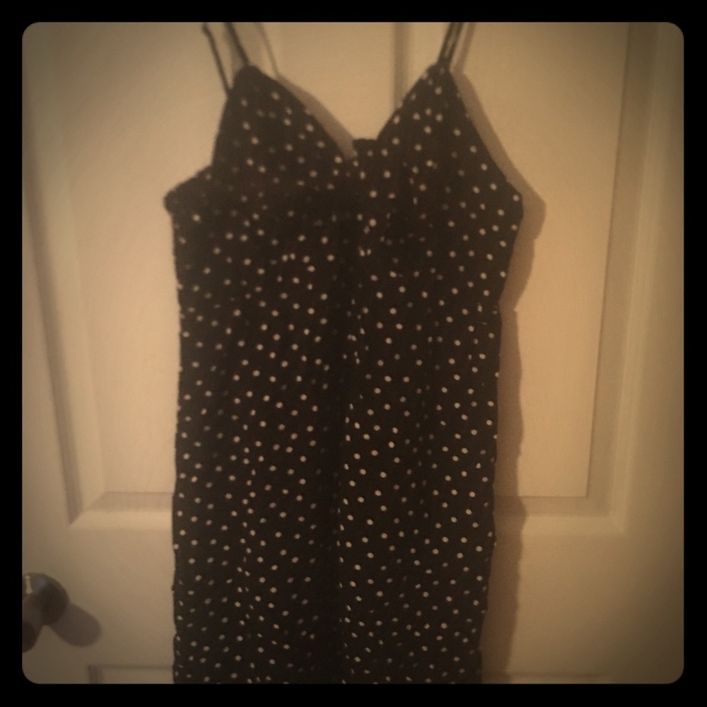 Polka dot navy blue dress